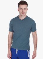 Zobello Green Solid Round Neck T-Shirt