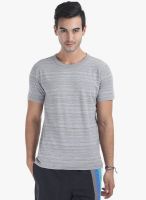 Zobello Grey Striped Round Neck T-Shirt
