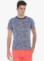 Zobello Navy Blue Printed Round Neck T-Shirt Zobello Navy Blue Printed Round Neck T-Shirt
