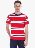Zobello Red Striped Round Neck T-Shirt