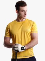 Zobello Yellow Solid Round Neck T-Shirt