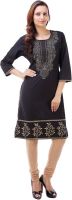 Addiction Printed Women's Straight Kurta(Black)