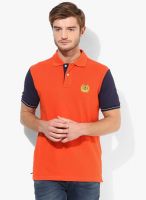 Allen Solly Orange Solid Polo T-Shirt