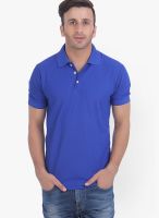 American Crew Blue Solid Polo T-Shirts