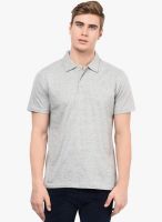 American Crew Grey Milange Solid Polo T-Shirt