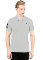 American Crew Grey Solid Polo T-Shirt