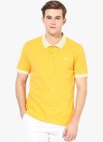 American Crew Yellow Solid Polo T-Shirts