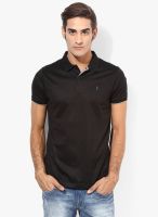 Arrow New York Black Solid Polo T-Shirts