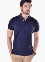 Avoir Envie Navy Blue Printed Polo T-Shirts