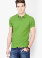 Basics Green Solid Polo T-Shirts