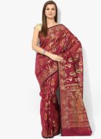 Bunkar Maroon Embellished Saree