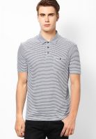 Burton White And Navy Stripe Polo T Shirt