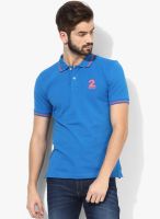 Byford By Pantaloons Blue Solid Polo T-Shirts