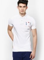 Camino White Solid Polo T-Shirts