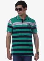Cotton County Premium Green Striped Polo T-Shirts
