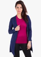 De Moza Blue Solid Shrug