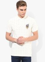 Ed Hardy Off White Printed Polo T-Shirt