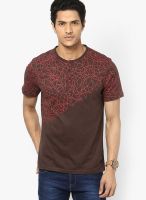 FREECULTR Brown Printed Henley T-Shirts