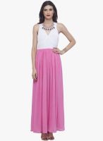 Faballey Pink Solid Maxi Dress