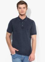 French Connection Blue Solid Polo T-Shirt