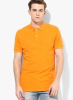 French Connection Orange Solid Polo T-Shirts