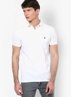 French Connection White Solid Polo T-Shirts
