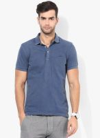 Gas Blue Solid Polo T-Shirts