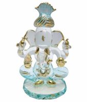 Heaven Decor White Glass Crystal Ganesha