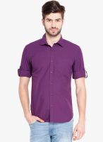 Highlander Purple Solid Slim Fit Casual Shirt