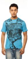 Huetrap Graphic Print Men's Round Neck Blue T-Shirt