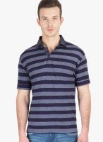 Hypernation Blue Striped Polo T-Shirts