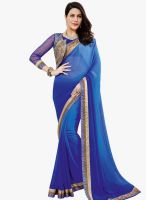 Hypnotex Blue Embroidered Saree