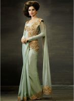 Hypnotex Olive Embroidered Saree