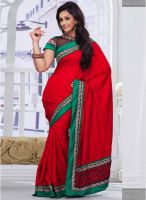 Hypnotex Red Embroidered Saree