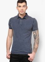 Incult NAVY HALF SLEEVE OVERDYED POLO T SHIRT