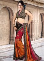 Inddus Black Printed Saree