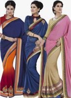 Indian Women By Bahubali Pack Of 3 Multicoloured Embroidered Sarees