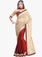 Janasya Janasya Brown Satin Chiffon Saree