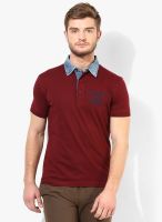 John Players Marron Solid Polo T-Shirt