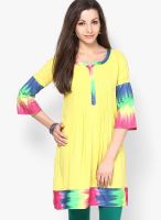 Jugnu Yellow Printed Kurta