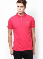 KILLER Pink Solid Polo T-Shirts