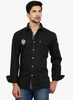 La Seven Black Solid Slim Fit Casual Shirt