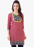 Libas Red Printed Kurta