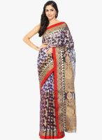 Lookslady Purple Embroidered Saree With Blouse