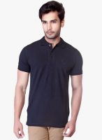 Lucfashion Navy Blue Solid Polo T-Shirt