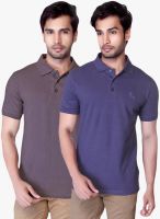 Lucfashion Pack Of 2 Multicoloured Solid Polo T-Shirt