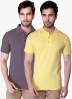 Lucfashion Pack Of 2 Multicoloured Solid Polo T-Shirt