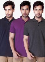 Lucfashion Pack Of 3 Multicoloured Solid Polo T-Shirt
