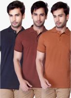 Lucfashion Pack Of 3 Multicoloured Solid Polo T-Shirt