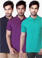 Lucfashion Pack Of 3 Multicoloured Solid Polo T-Shirt